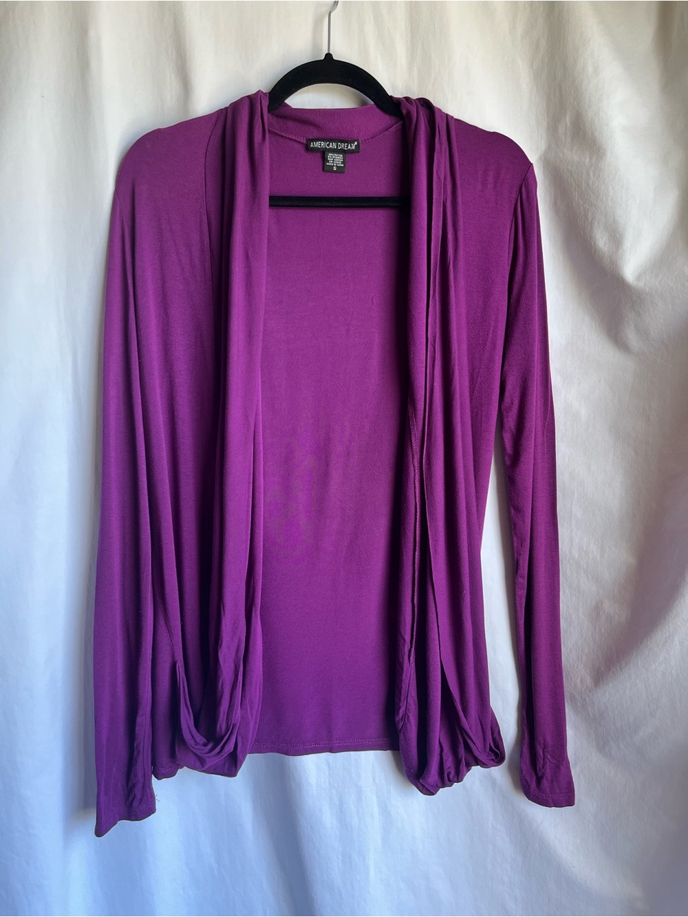 American Dream Draped Open-Front Cardigan - Magenta Purple